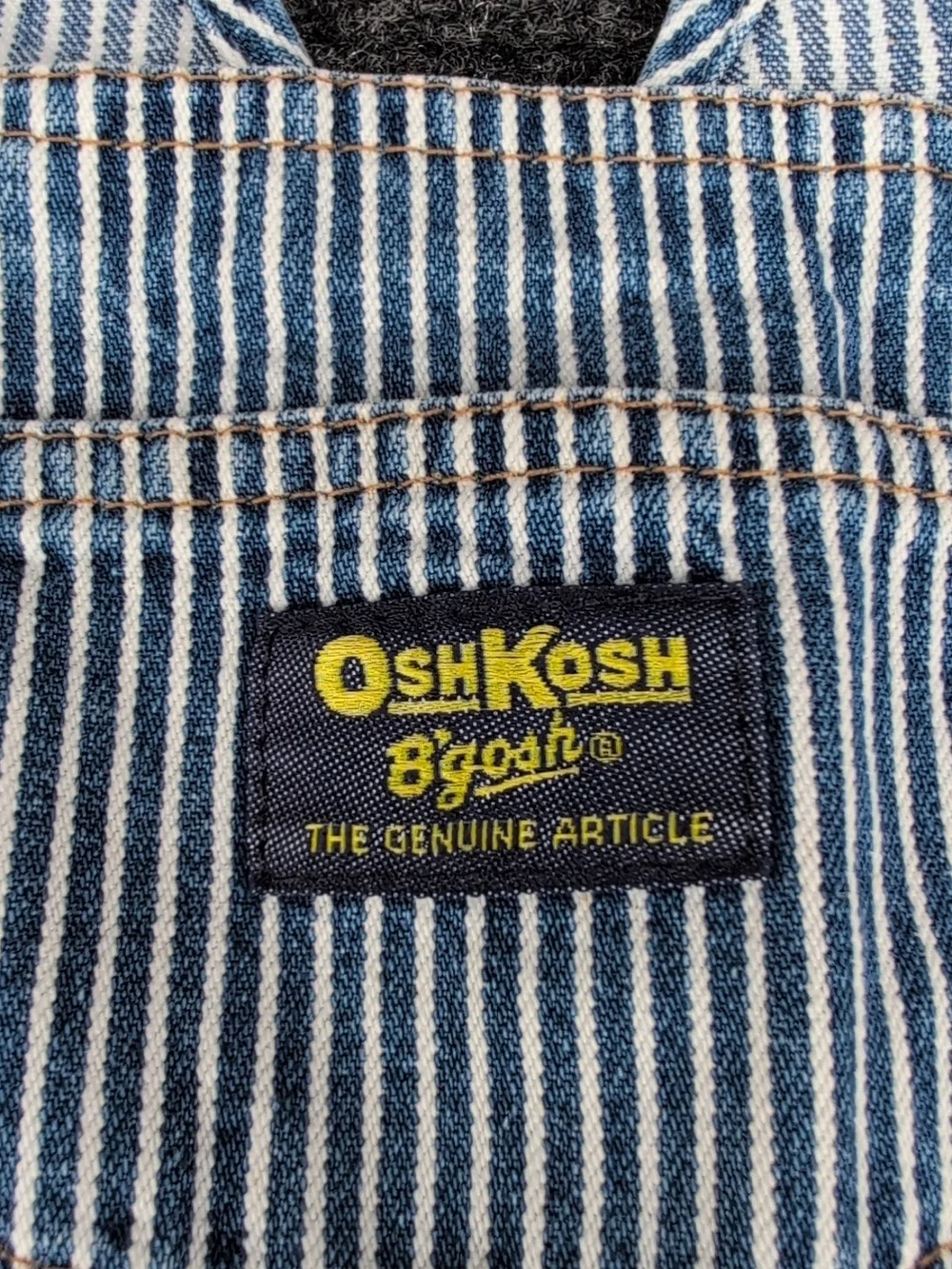 Vtg Osh Kosh BGosh Vestbak Coveralls Toddler Size 4T Blue White Striped Denim 90